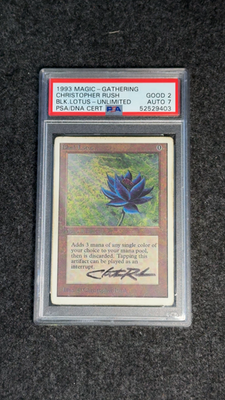 Unlimited Black Lotus mtg - Signed by Christopher Rush PSA GRADE 2