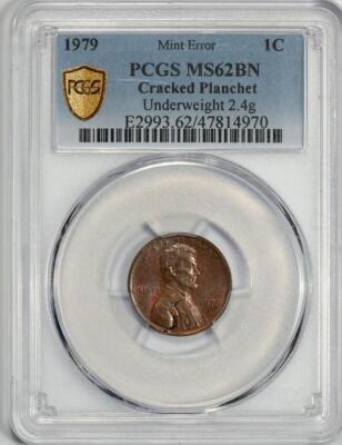 1979 PCGS MS62 Large Cracked Planchet Lincoln Cent Mint Error | eBay