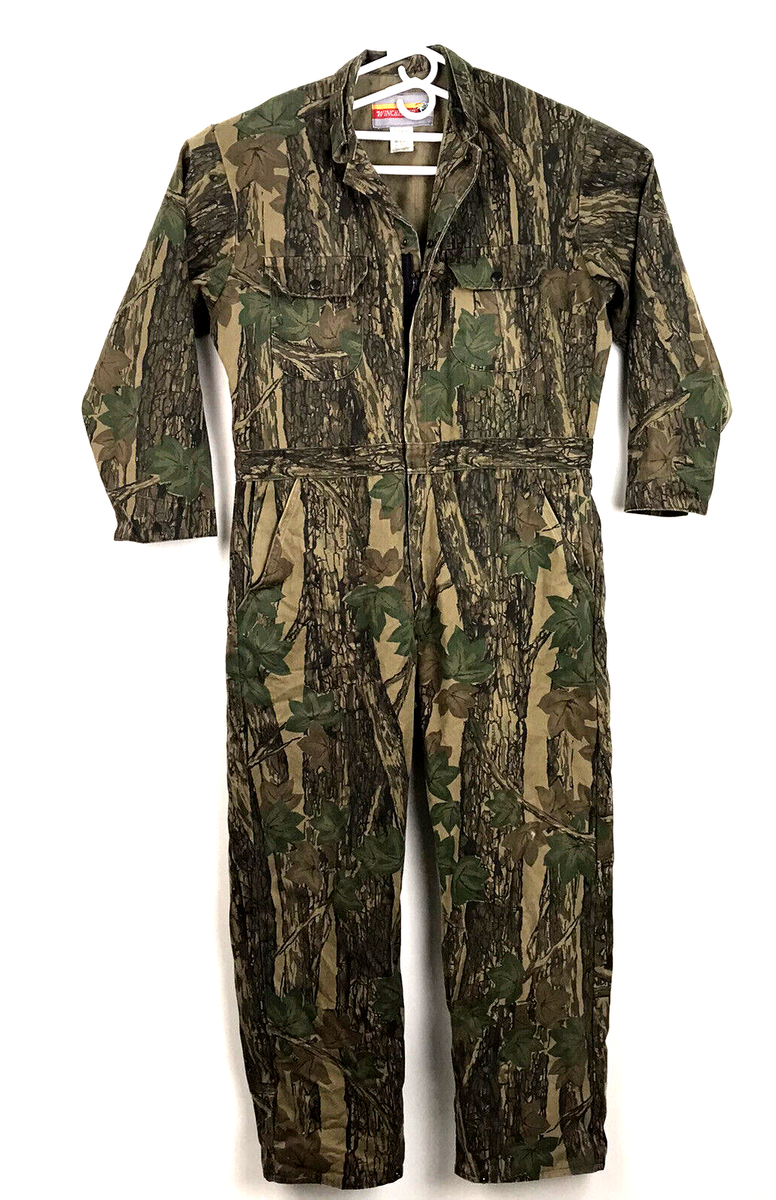 VTG Winchester Men's Lg Trebark Camo One Piece Hunting Coveralls