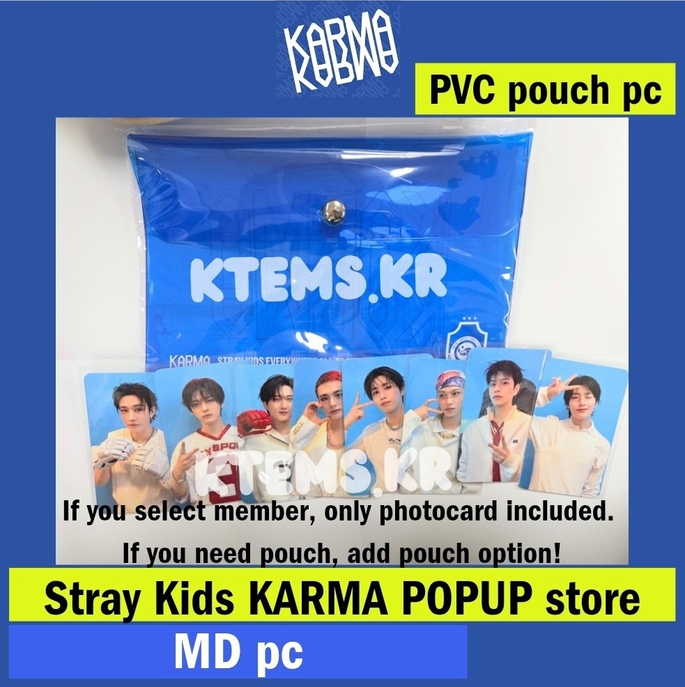 Stray Kids KARMA photocard POP UP store pvc pouch stamp QR Uniform