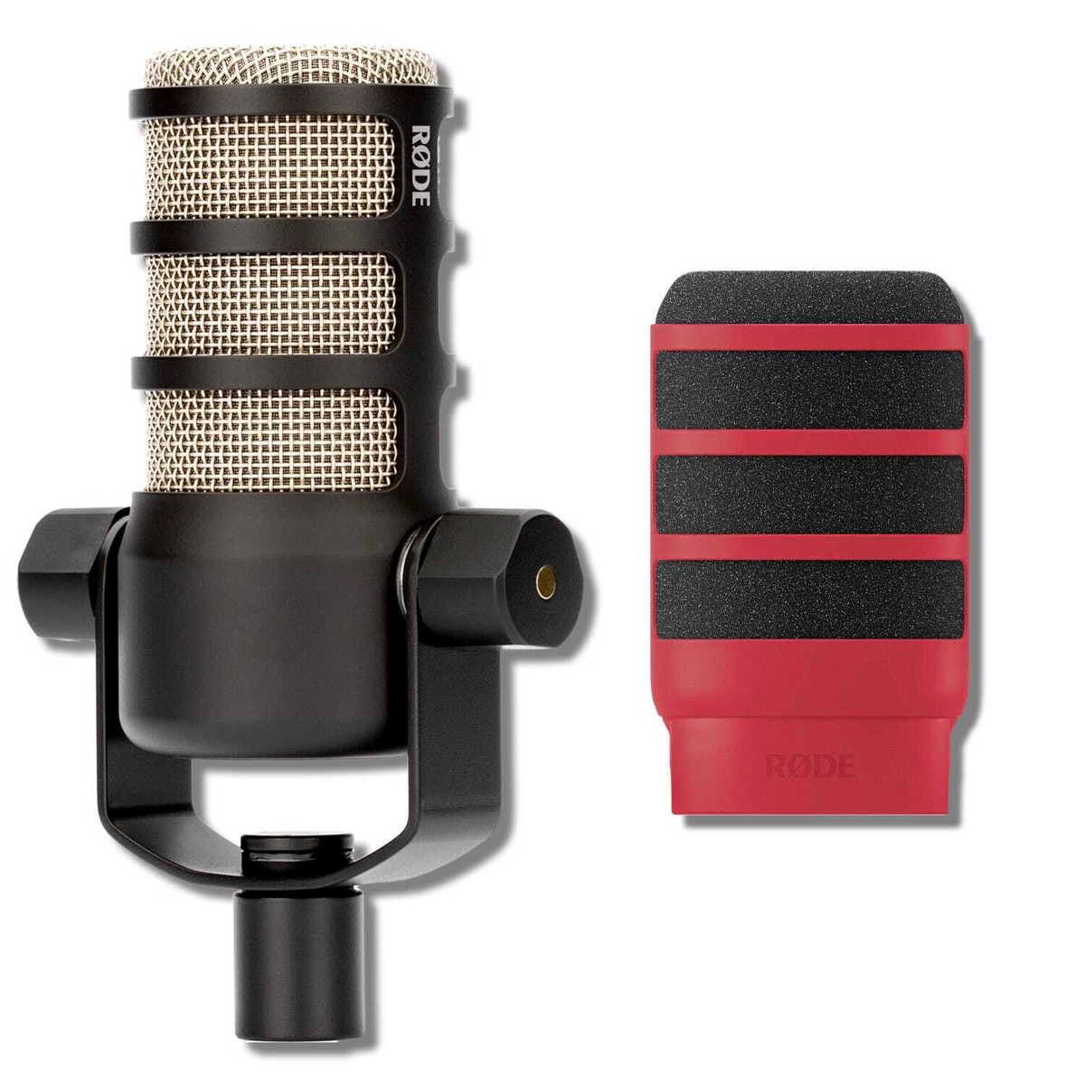 Rode PodMic Cardioid Dynamic Broadcast Microphone with WS14 Red
