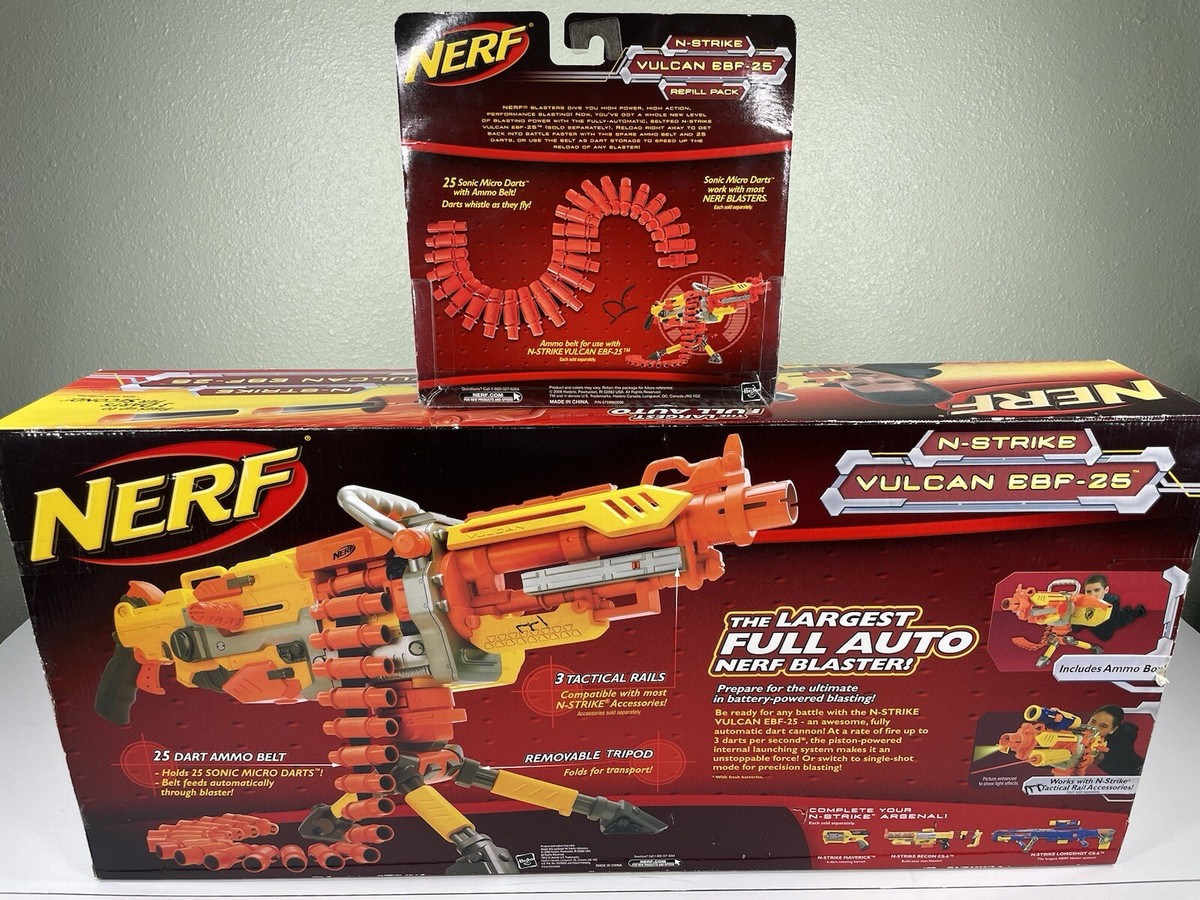 NEW NERF Vulcan EBF-25 Dart Gun Blaster With Refill Pack Both