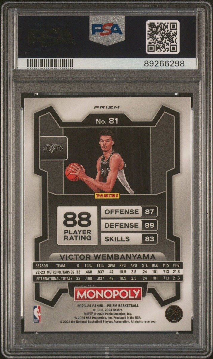 PSA 10 2023-24 Panini Prizm Victor Wembanyama RC Purple Wave