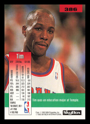 Tim Perry #386 1992-93 SkyBox Philadelphia 76ers | eBay