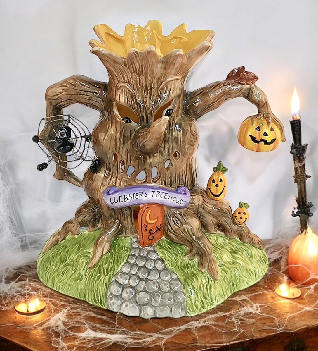 Blue Sky Clayworks WEBSTER'S TREEHOUSE Large Halloween Tea Light