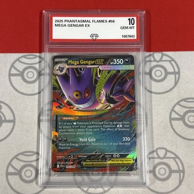 Graded 10 Mega Gengar 056/094 2025 Pokemon Phantasmal Flames