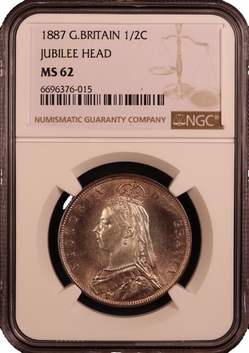 1887 SILVER GREAT BRITAIN 1 CROWN JUBILEE HEAD NGC MINT STATE 64