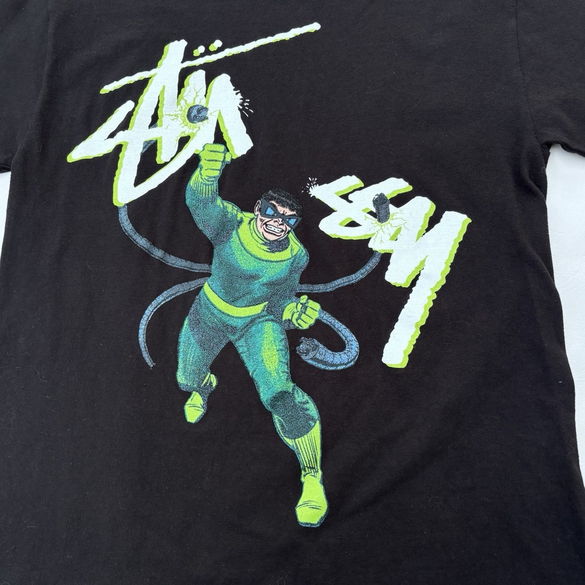 Vintage Stussy x Marvel Dr. Octopus Doc Ock (2011) Black Tee Shirt