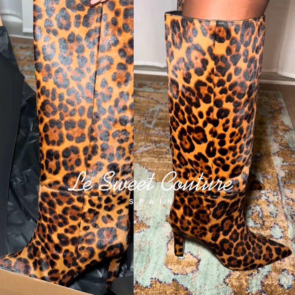 ZARA WOMAN FW25 ANIMAL PRINT LEATHER AND SHEEPSKIN BOOTS LEOPARD