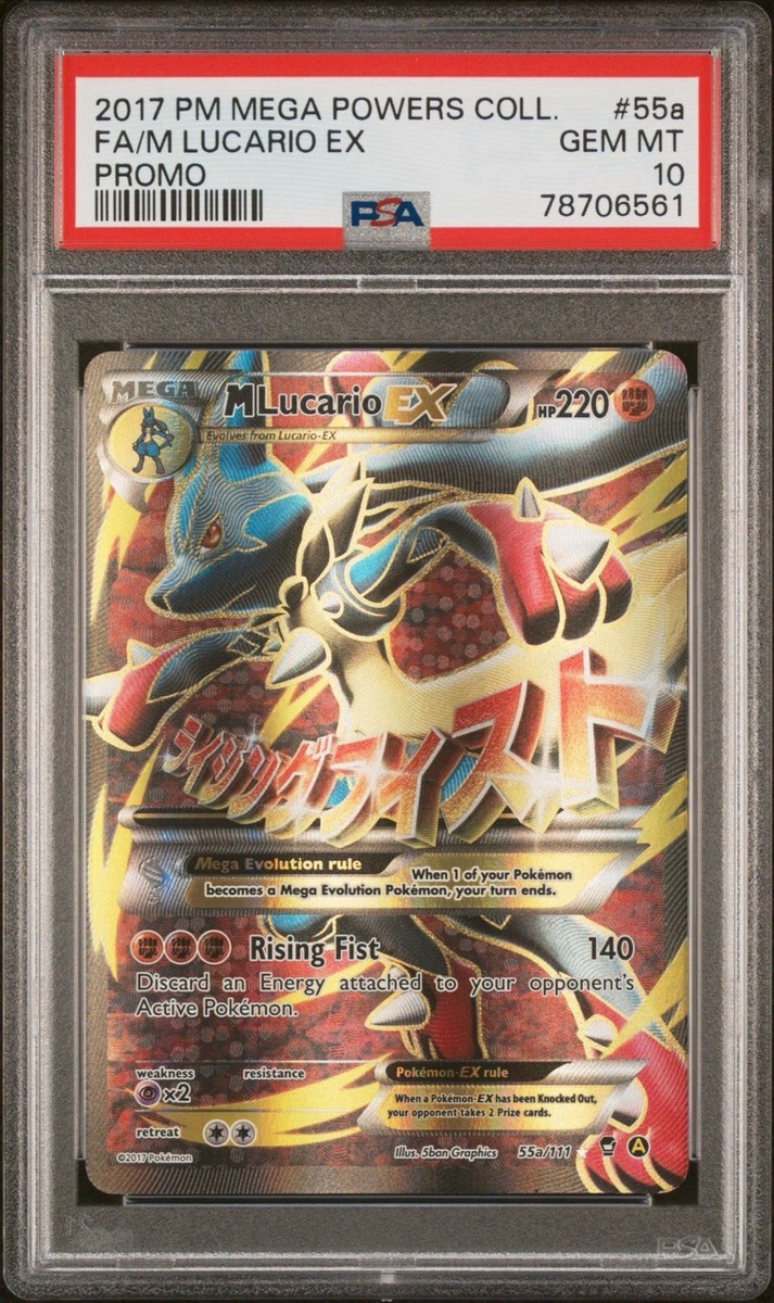 PSA 10 Gem Mint M Lucario Card EX Full Art 55a/111 Mega Power Coll