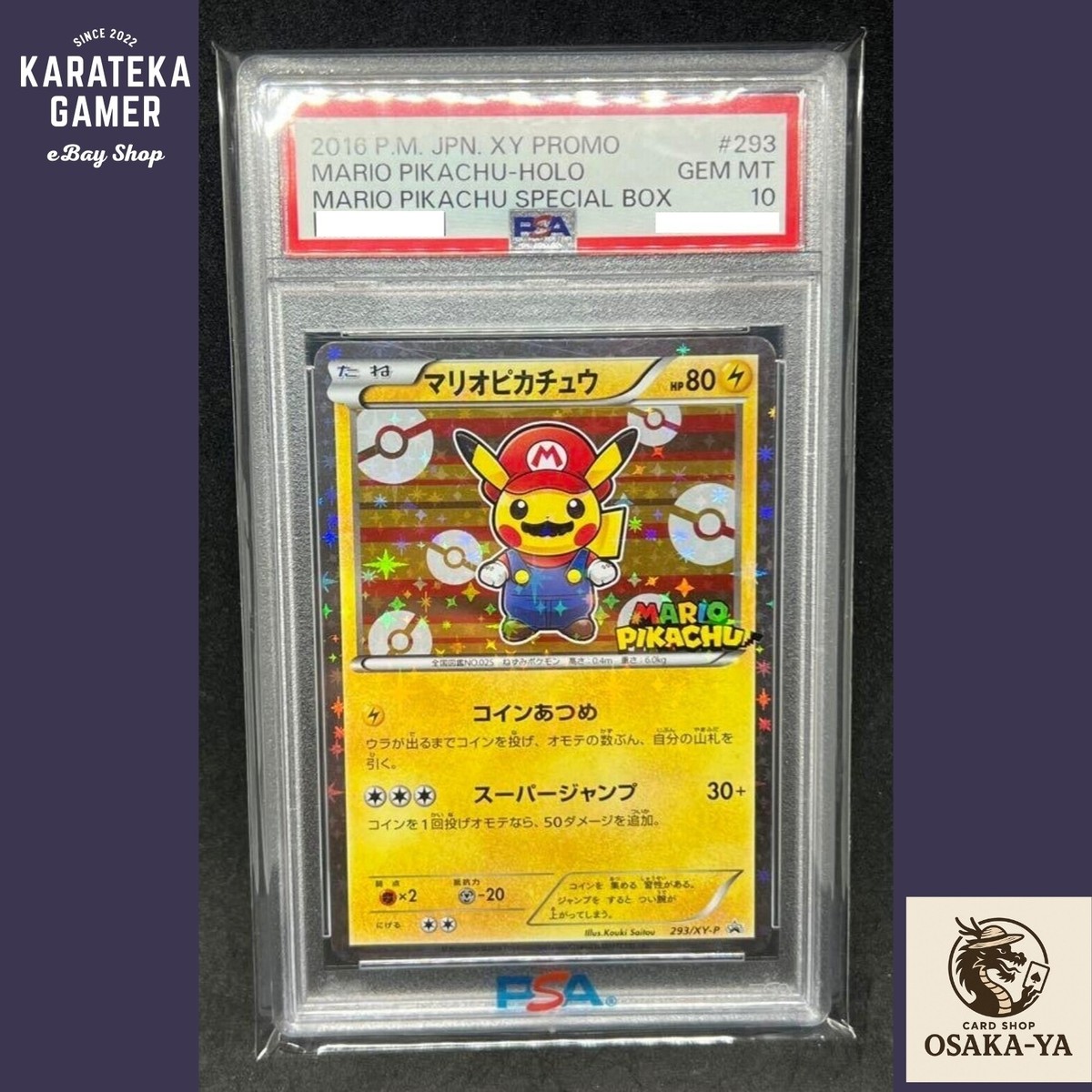 PSA 10 Mario Pikachu 293/XY-P Special Box Promo 2016 Pokemon Card