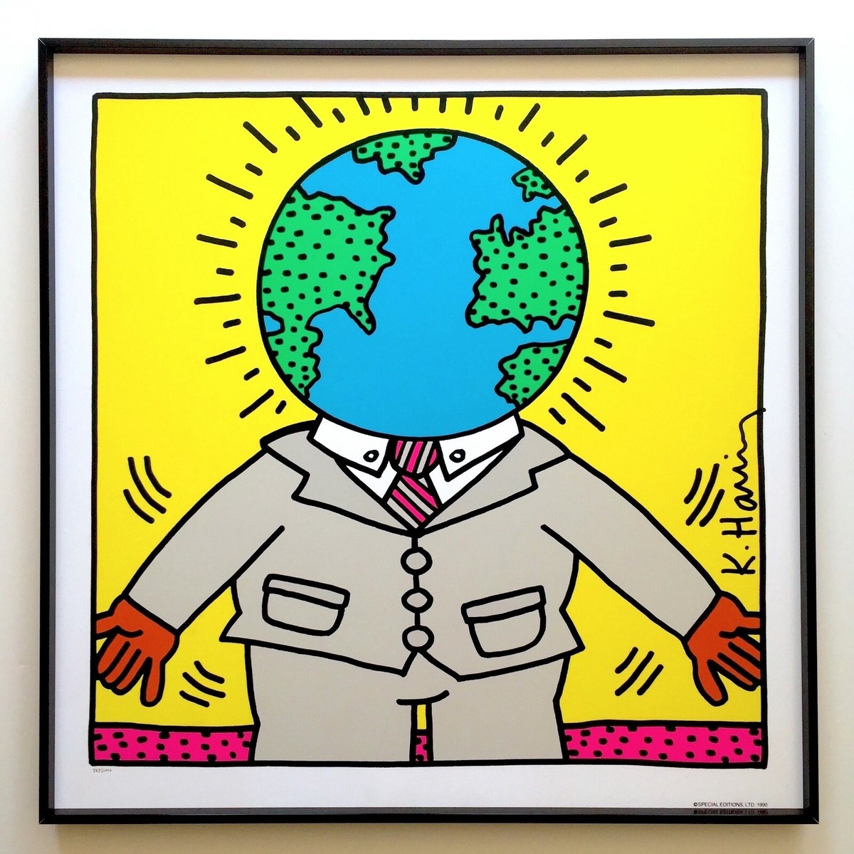 KEITH HARING RARE 1990 LMTD ED FRAMED POP ART SILKSCREEN PRINT