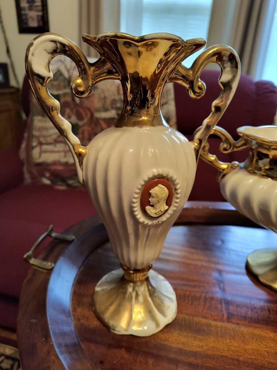 C.A.L. Italy Lucca Mantel Vase 3 PC Set Ceramic Vintage 1950's