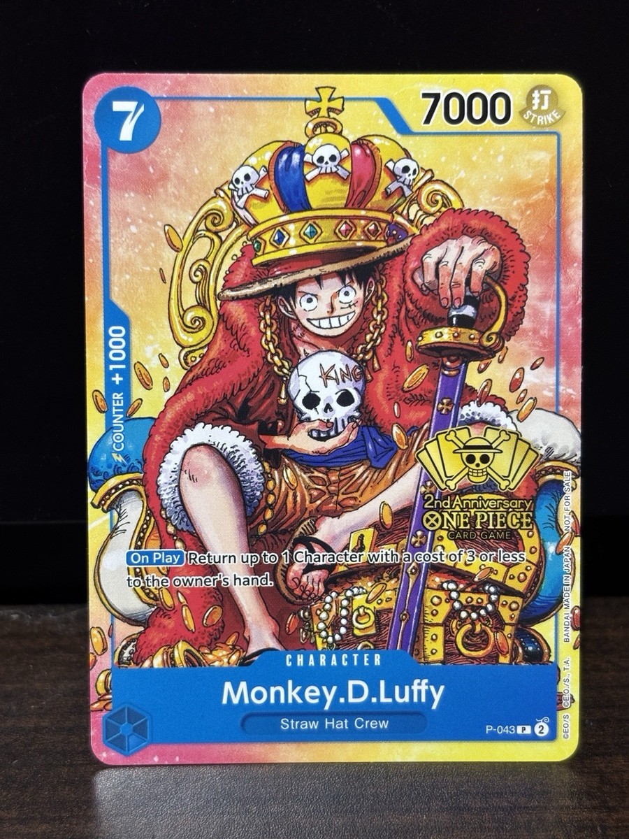 Monkey D Luffy P-043 2nd Anniversary Stamped Promo One Piece Card
