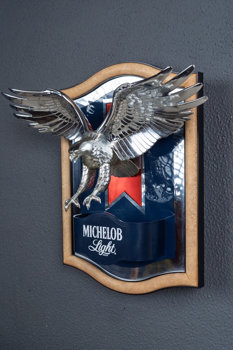 Vintage 1987 Michelob Light Beer Flying Eagle 3D Mirror Bar Sign