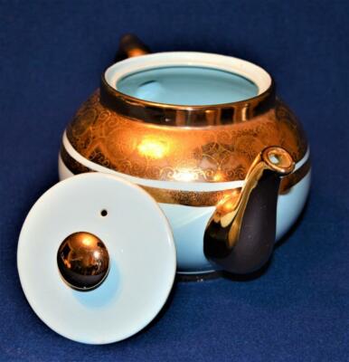 Vintage 1912c GIBSON & SONS Ltd England Blue & Gold Accents 4 Cups