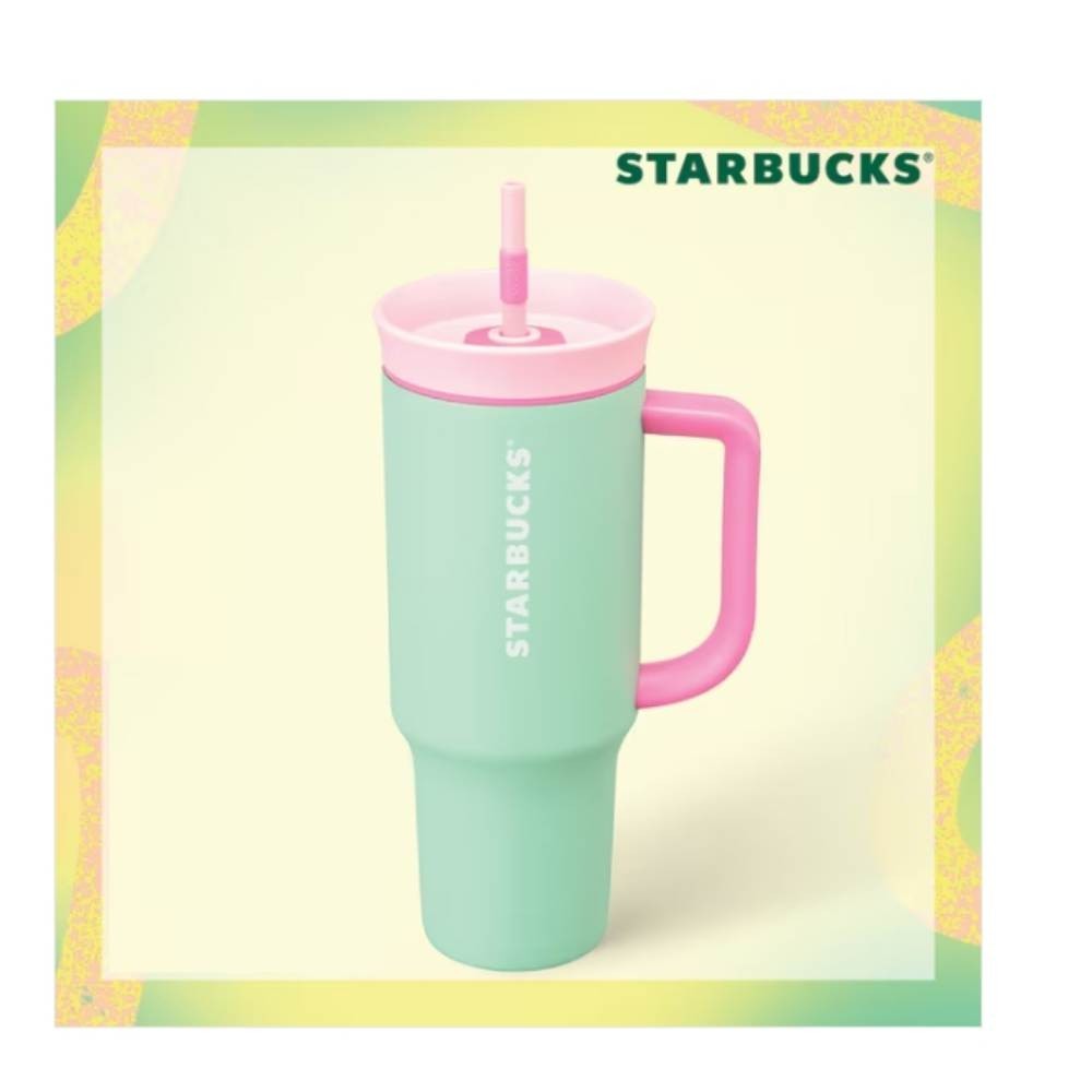 Starbucks Aloha Owala Cold Cup 1185ml Mint Pink Handle Tumbler