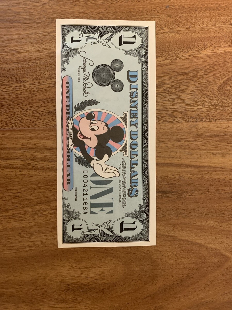 DISNEY DOLLARS Mickey Mouse $1 Bill - 1989 Series UNCIRCULATED
