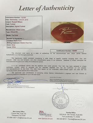 Russell Wilson Signed OFFICIAL Wilson NFL GAME Football JSA | eBay