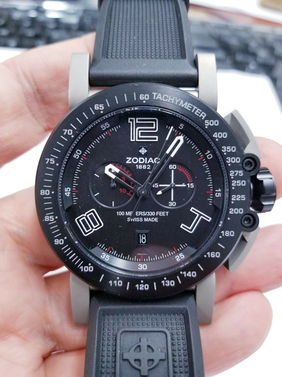 Zodiac ZMX-02 Racer Mens Black Dial Black Rubber Band Strap Watch