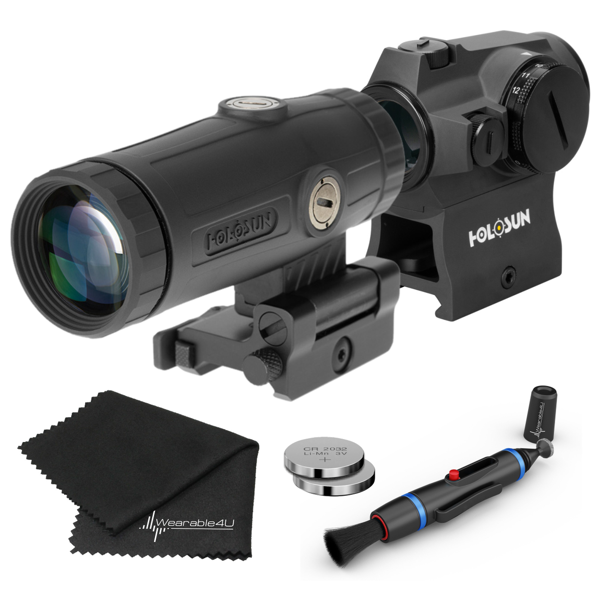 Holosun HE403R-GD 2 MOA Gold Dot Sight & 3X Magnifier HM3X w