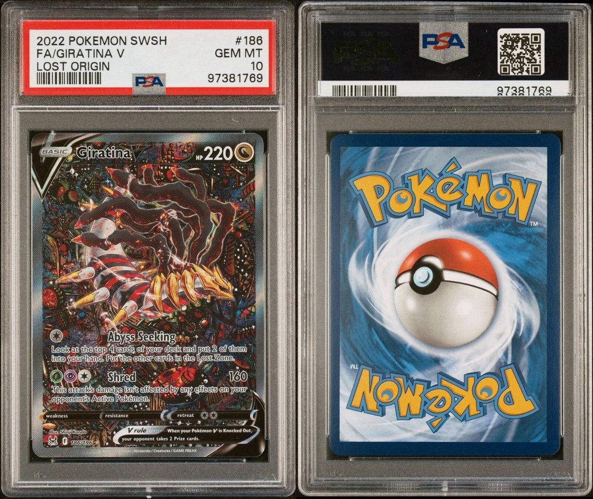 PSA 10 Pokemon Giratina V Lost Origin Full Alt Art #186 Gem Mint