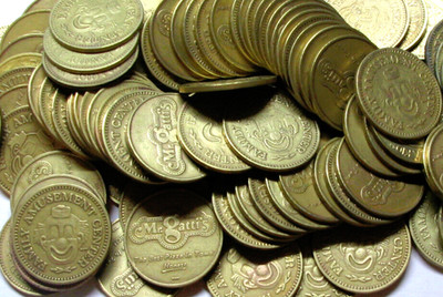 Mr.Gatti's Pizza/Clown Face Lot Of 2 Collectable Arcade Brass Game