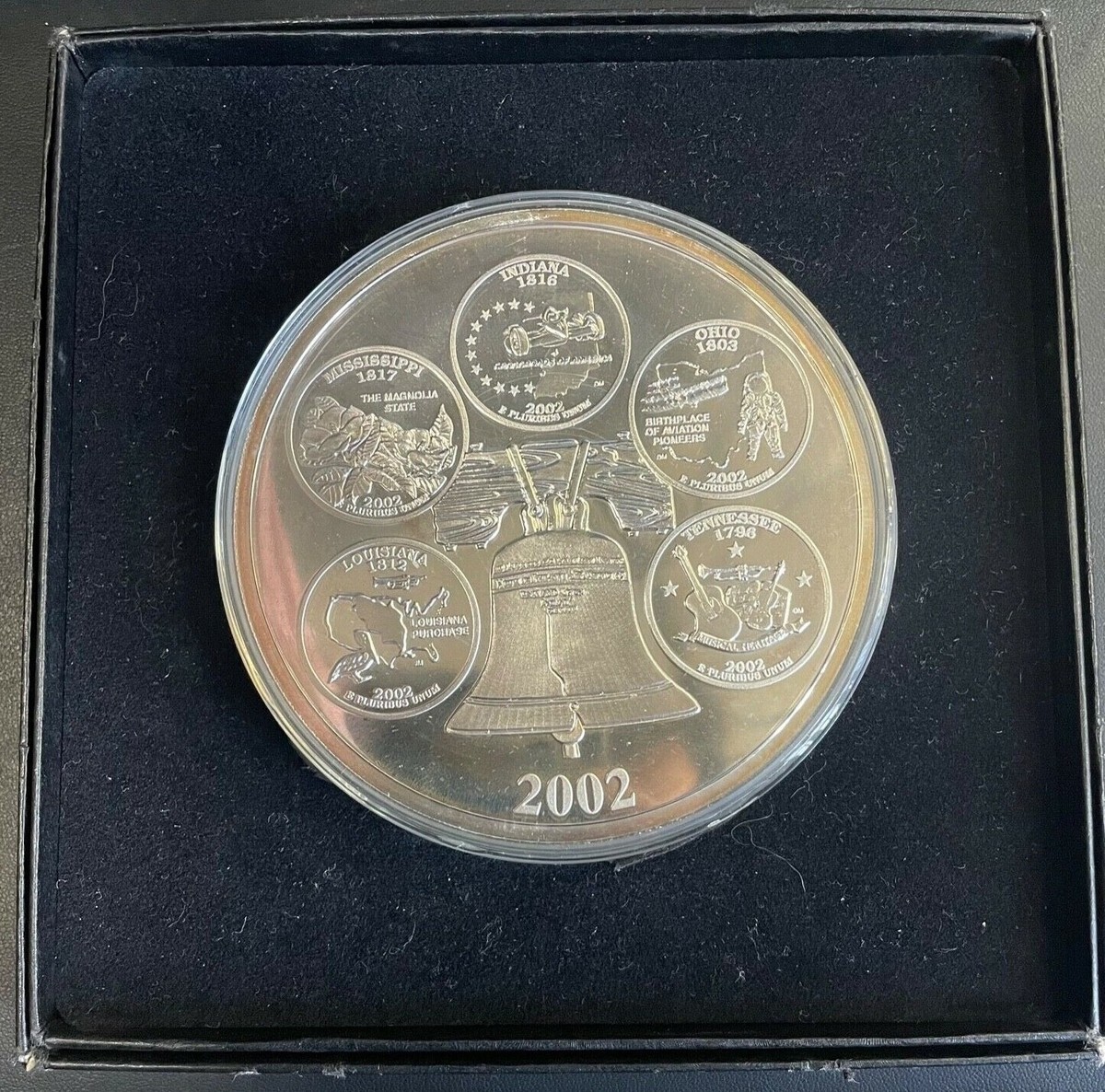 2002 4ozt. .999 Silver Giant American 5 State Quarter in Air-tite