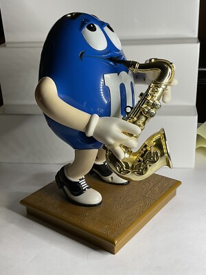 M&M's World Blue Saxophone W/Sunglasses On Stand Candy Dispenser