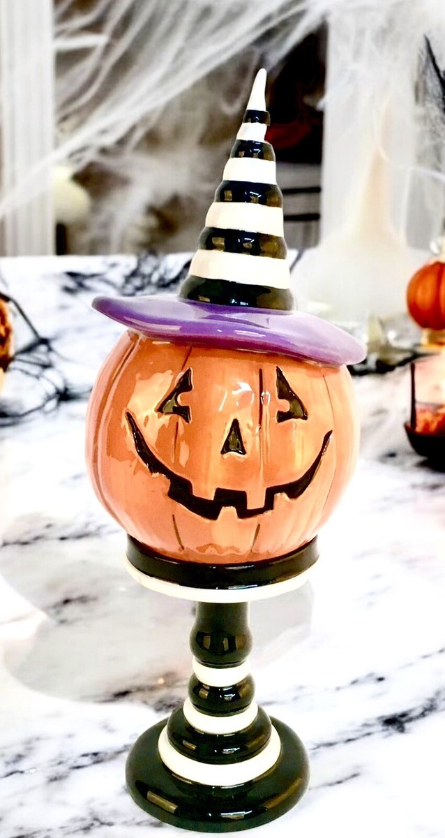 Blue Sky Halloween Vintage Pumpkin On Pedestal Pairs W/Mackenzie