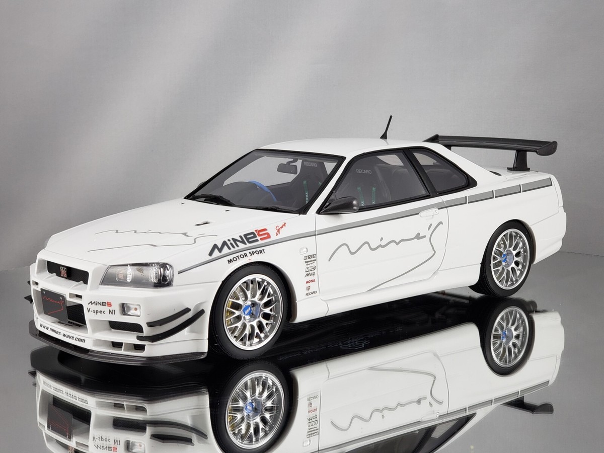 Otto Mobile Mine's Nissan Skyline GT-R R34 White Resin Model Car 1