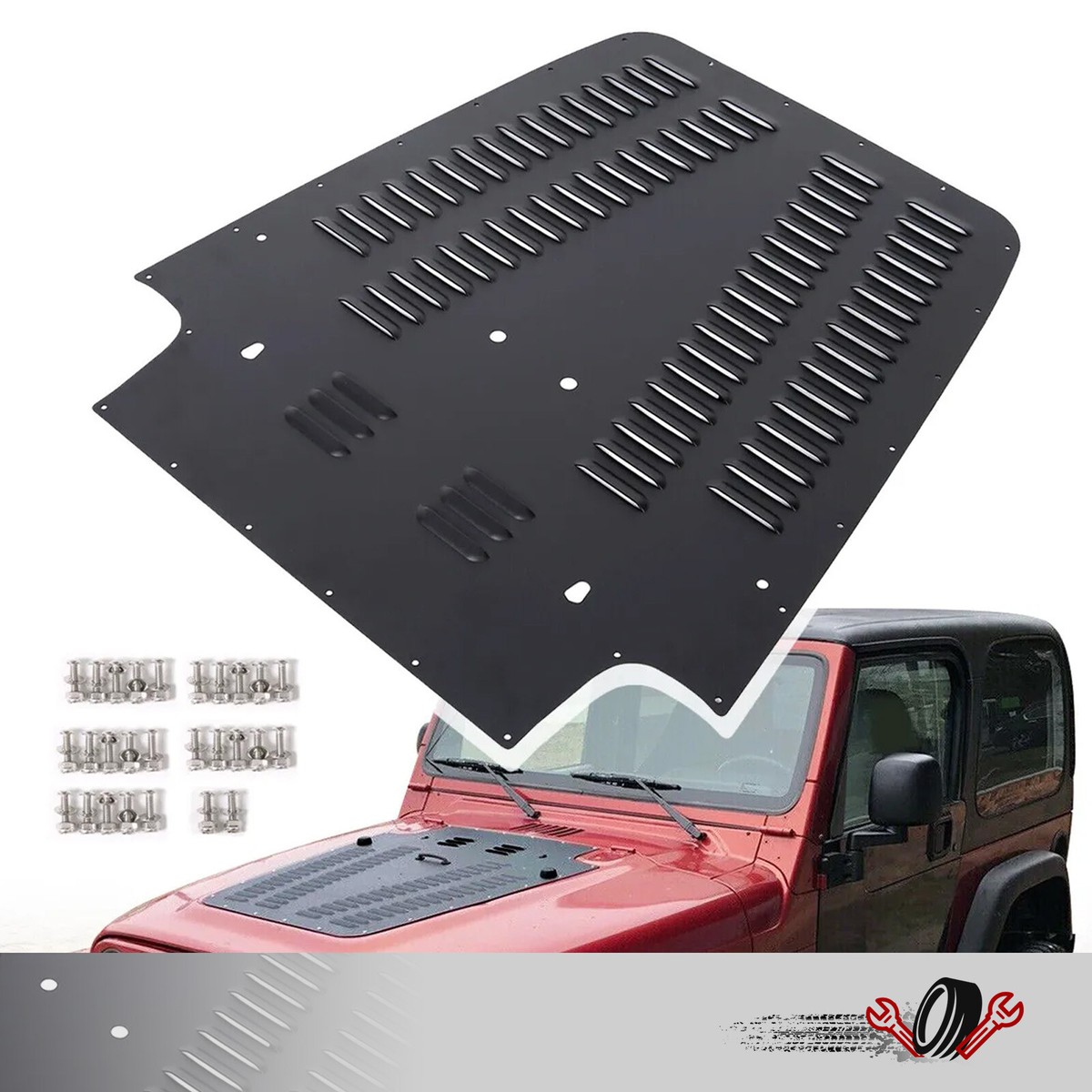 For 1997-2002 Jeep Wrangler TJ Aluminum Vented Hood Louver Black