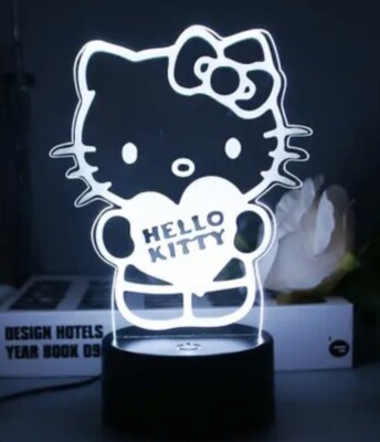 3D LED illusion Sanrio Hello Kitty USB 8” Light Lamp Bedroom NIB
