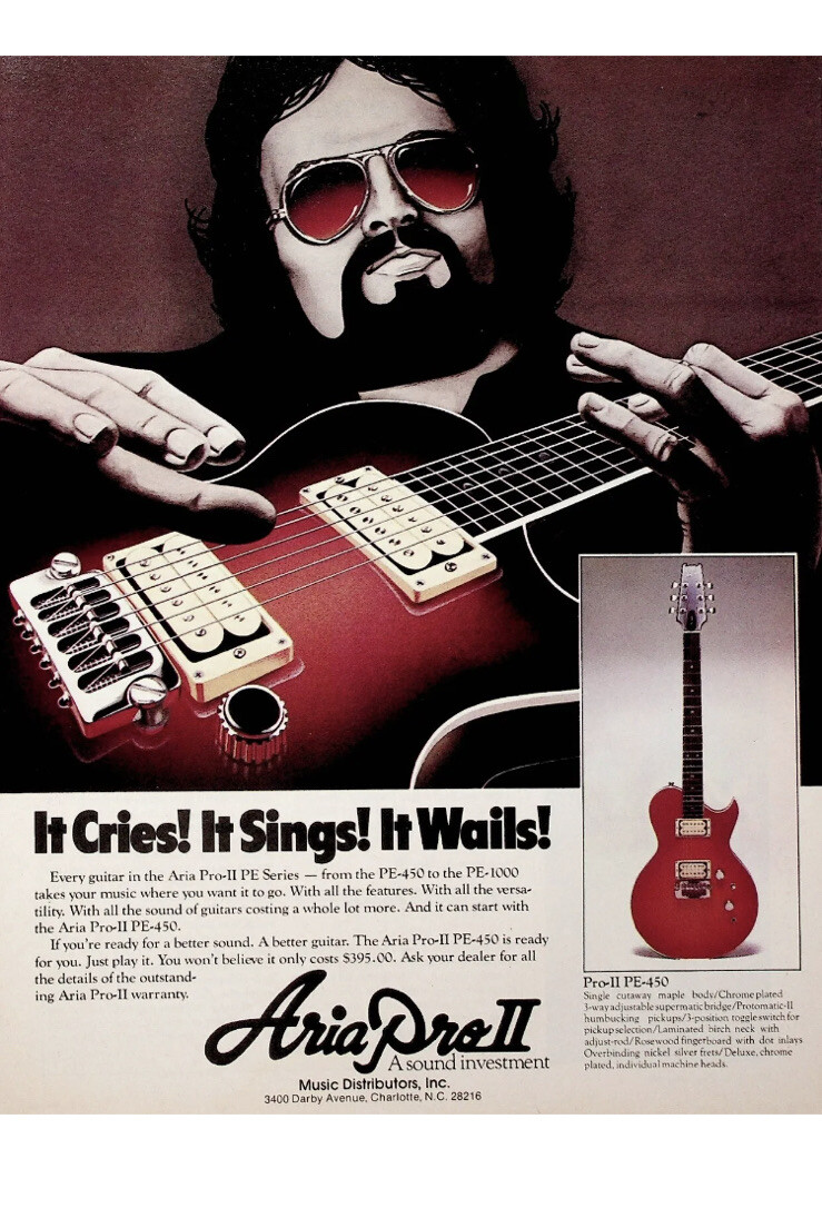 Vintage Aria Pro II PE-450 Electric Guitar Matsumoku Japan Violin