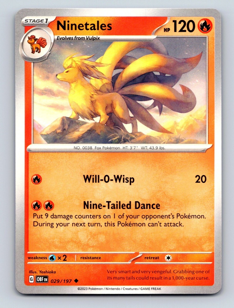 Ninetales HP 120 WillOWisp Attack Rarity Orange Fiery Pokémon | eBay