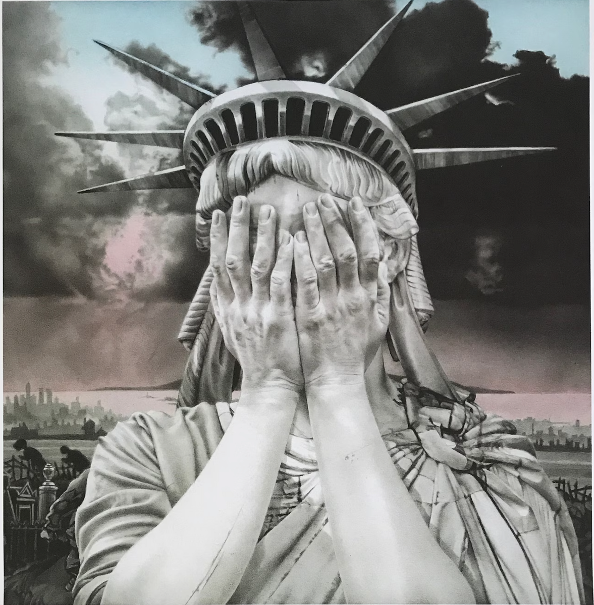 Gee Vaucher. Oh, America. POW PRINTMAKING. EMBOSSED 363/600 Framed