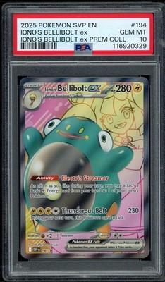 2025 PSA 10 Pokemon Iono's Bellibolt ex 194 Full Art Black Star