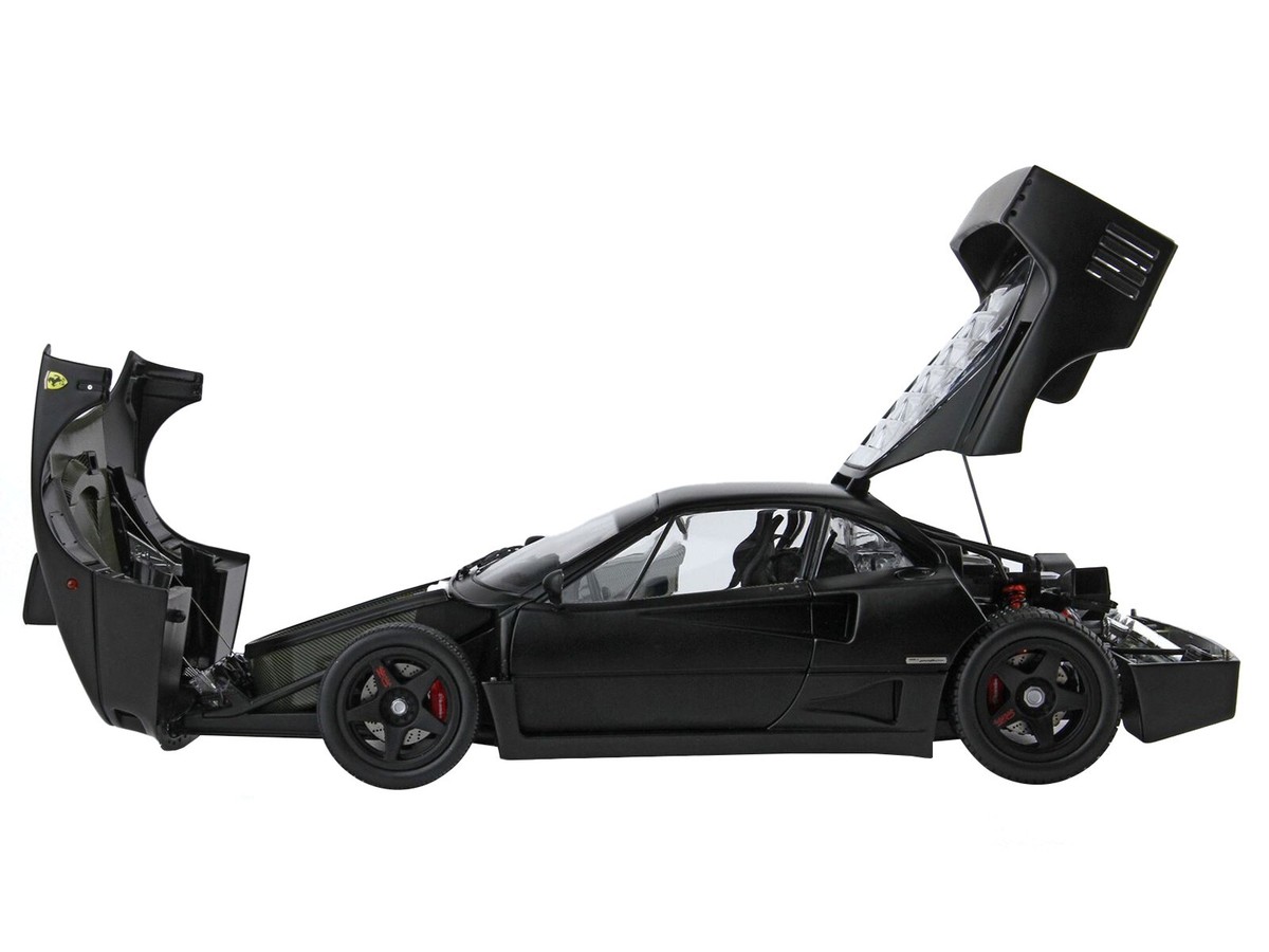 FERRARI F40 MATT BLACK & DISPLAY CASE 1/18 MODEL CAR BY BBR/KYOSHO