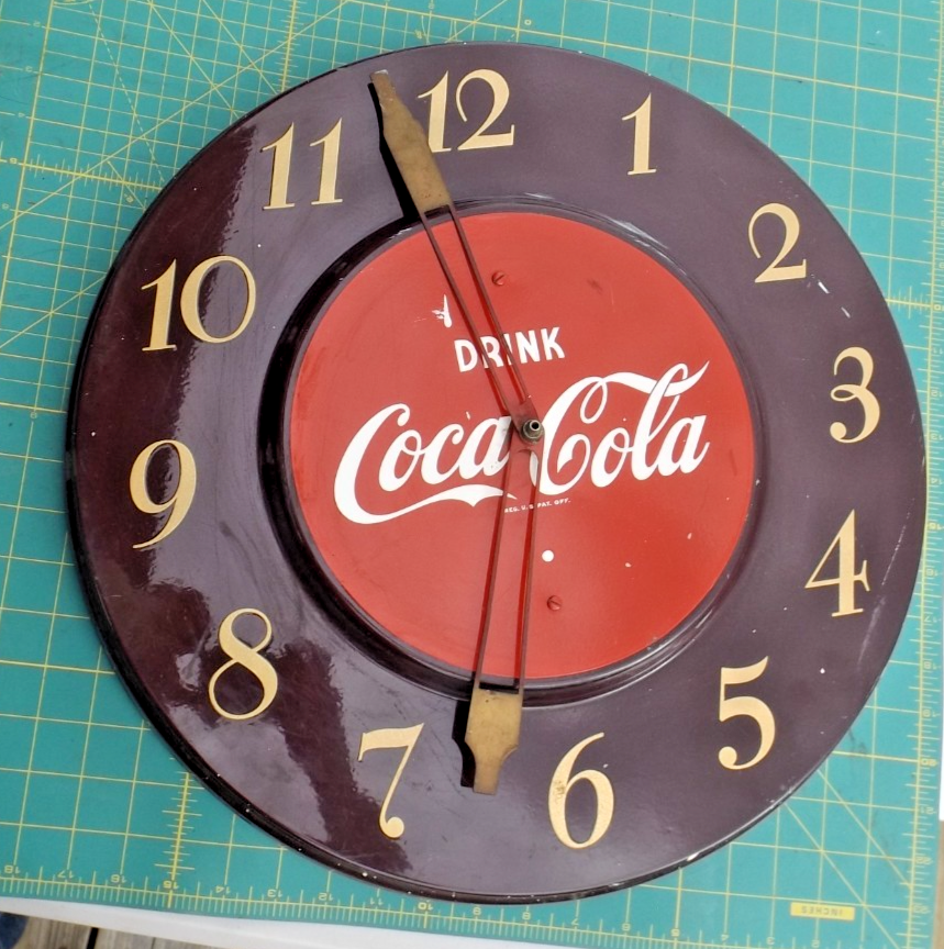 Vintage 1950's Coca Cole Coke Large Round Wall Clock American Time