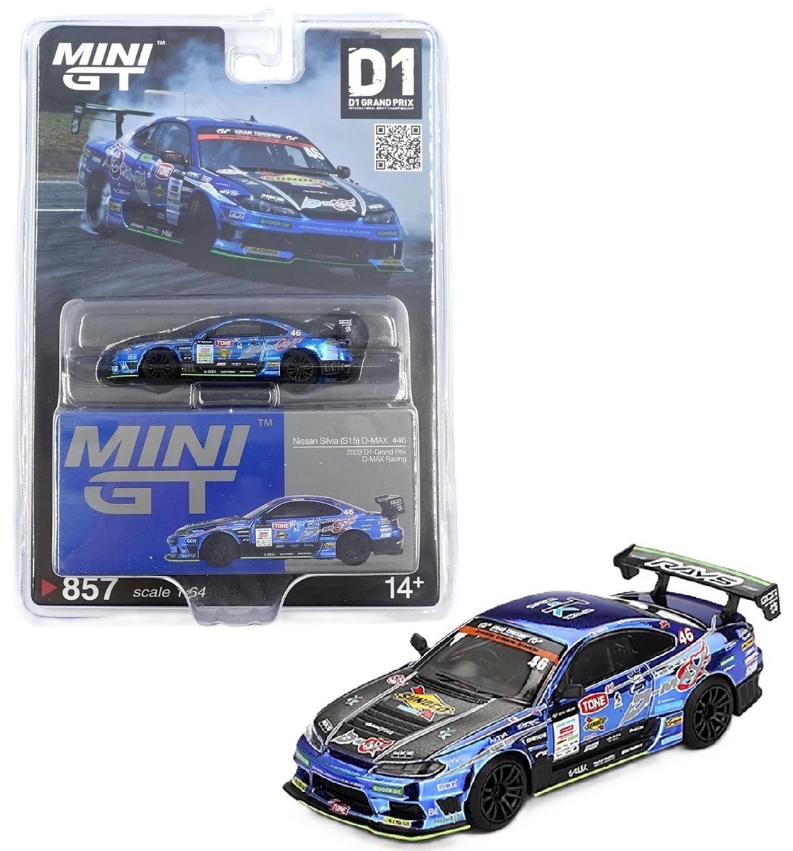 Mini GT 1:64 Nissan Silvia (S15) D-MAX Racing #46 2023 D1 Grand