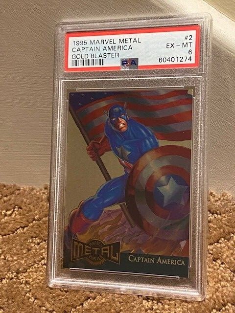 1995 Marvel Metal Foil Gold Blaster Captain America PSA 6 #2 Card