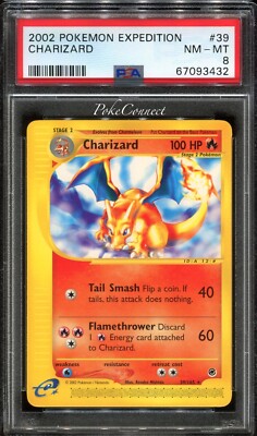 PSA 8 NM-MINT Pokemon Charizard Rare 2002 Expedition #39/165 | eBay