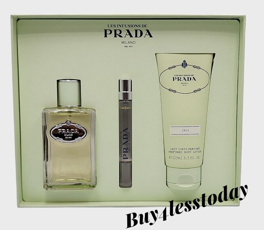 LES INFUSIONS DE PRADA IRIS BY PRADA 3pc set EDP 3.3OZ + B/L 3.3oz