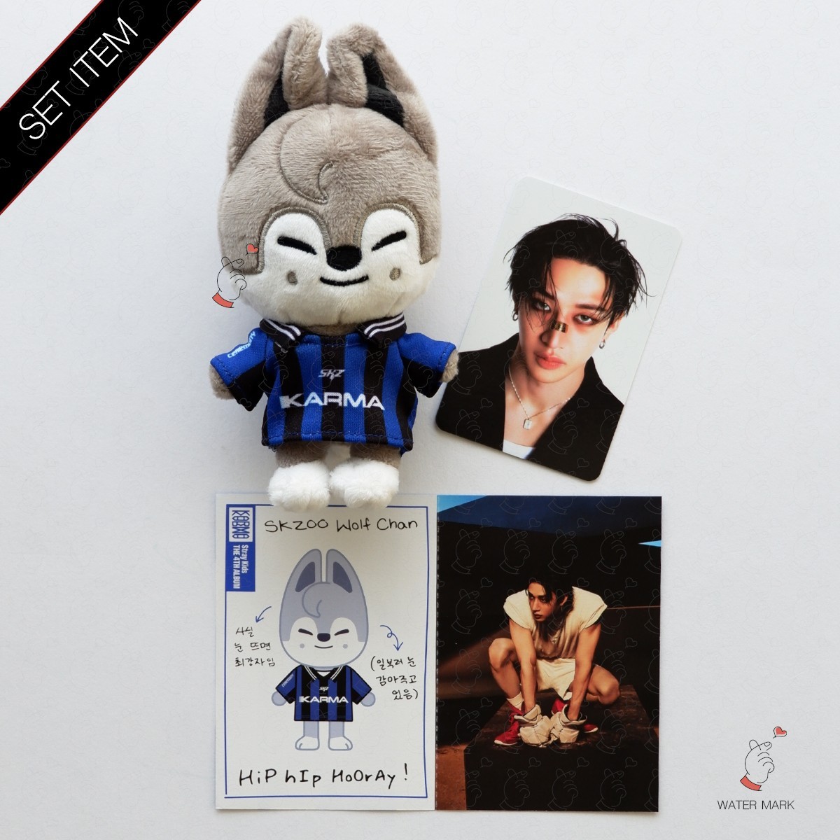 STRAY KIDS KARMA ALBUM SKZOO ver. KEYRING Wolf Chan + PROFILE CARD