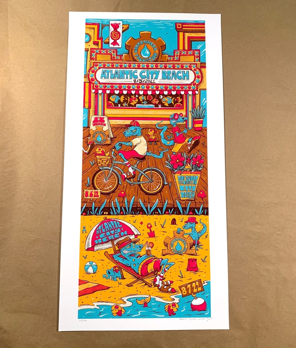 🏖 Phish Atlantic City 2022 Poster Zazzcorp Uncut Waterwheel