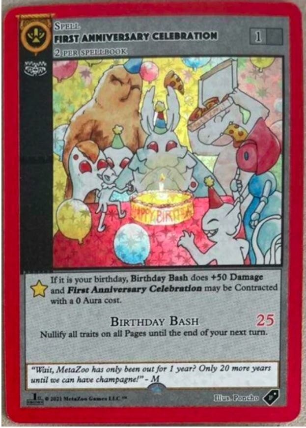 MetaZoo First Anniversary Celebration Promo Card 1st Edition