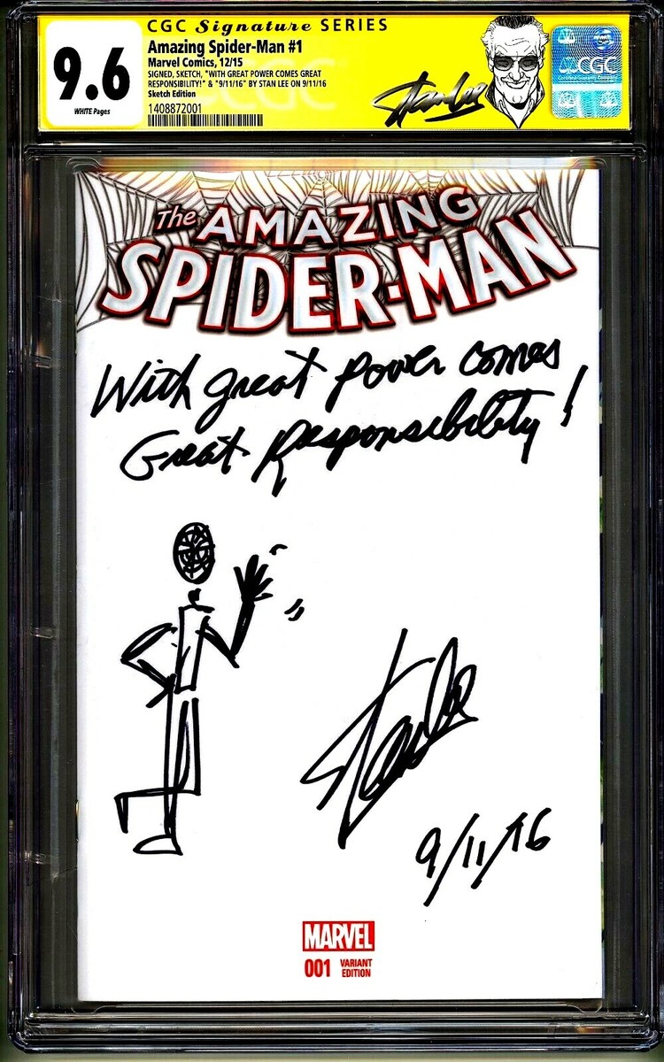 💥AMAZING SPIDER-MAN #1 CGC SS 9.6 STAN LEE SIGNED SKETCH DATE