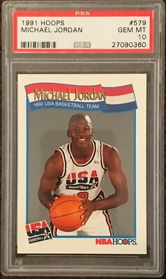 1991 HOOPS #579 MICHAEL JORDAN 🏀 USA DREAM TEAM 🏀/ PSA 10