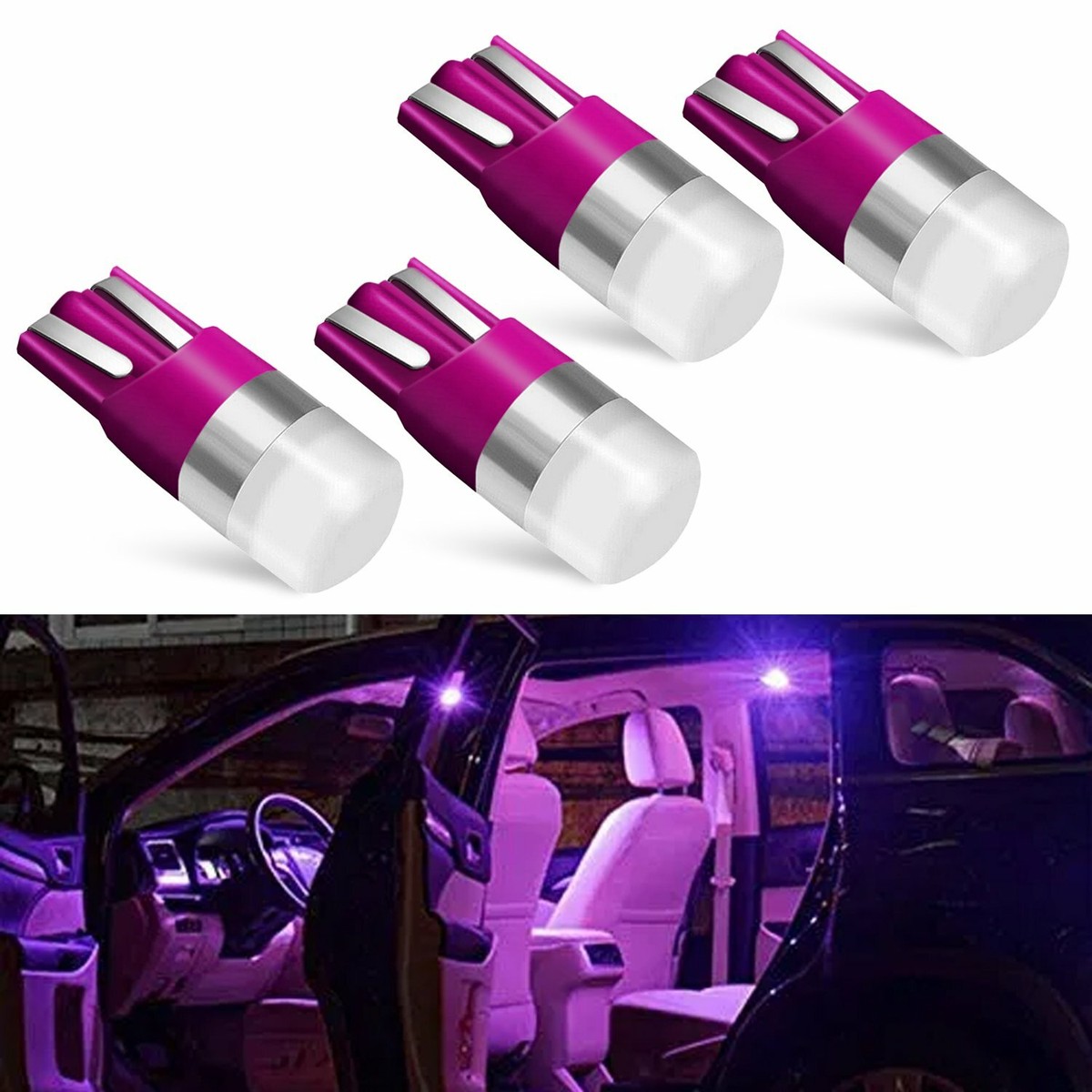 JDM ASTAR 4PCS 300LM 3030 T10 LED Super Bright Purple Car Interior