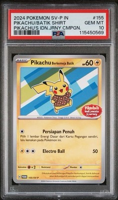 PSA 10 Pikachu Berkemeja Batik 155/SV-P Indonesia Journey Promo